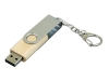 USB 2.0- флешка промо на 4 Гб с поворотным механизмом, серебристый, дерево, металл