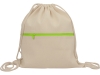 Рюкзак-мешок хлопковый «Lark» с цветной молнией, зеленый, хлопок