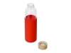 Стеклянная бутылка для воды в силиконовом чехле «Refine», красный, прозрачный, бамбук, стекло, силикон