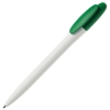 Ручка шариковая BAY, белый корпус/зеленый клип, непрозрачный пластик, зеленый, пластик
