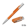 Набор ручка "Clas" + флеш-карта "Vostok" 8 Гб в футляре, покрытие soft touch, оранжевый, металл/пластик/soft touch