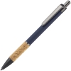 Ручка шариковая Cork, синяя, синий, корпус - металл; покрытие софт-тач; грип - пробка; носик, кнопка и клип - пластик