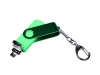 USB 2.0/micro USB/Type-С- флешка на 32 Гб 3-в-1 с поворотным механизмом, зеленый, пластик