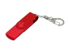 USB 2.0- флешка на 16 Гб с поворотным механизмом и дополнительным разъемом Micro USB, красный, soft touch