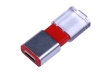 USB 2.0- флешка промо на 16 Гб прямоугольной формы, выдвижной механизм, красный, пластик