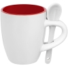 Кофейная кружка Pairy с ложкой, красная с белой, белый, красный, каменная керамика