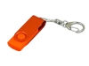 USB 3.0- флешка промо на 64 Гб с поворотным механизмом и однотонным металлическим клипом, оранжевый, пластик