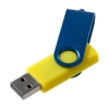 Флешка Twist Color, желтая с синим, 16 Гб, желтый, пластик; покрытие софт-тач; металл