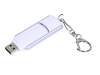 USB 2.0- флешка промо на 64 Гб с прямоугольной формы с выдвижным механизмом, белый, серебристый, пластик