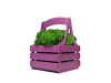 Композиция «Корзинка со мхом», зеленый, фиолетовый, дерево