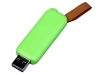USB 2.0- флешка промо на 64 Гб прямоугольной формы, выдвижной механизм, зеленый, пластик