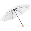 Зонт складной OkoBrella, белый, белый, купол - эпонж, из переработанного пластика; каркас - сталь; ручка - дерево