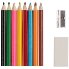 Набор Hobby с цветными карандашами, ластиком и точилкой, белый, белый, металл, пенал - полиэстер, пластик; карандаши - дерево; точилка - пластик