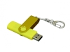 USB 2.0- флешка на 32 Гб с поворотным механизмом и дополнительным разъемом Micro USB, желтый, soft touch