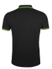 Рубашка поло мужская Pasadena Men 200 с контрастной отделкой, черная с зеленым, черный, зеленый, хлопок
