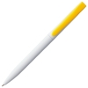 Ручка шариковая Pin, белая с желтым, белый, желтый, пластик