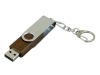 USB 2.0- флешка промо на 64 Гб с поворотным механизмом, коричневый, серебристый, дерево, металл