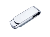 USB 2.0- флешка на 64 Гб глянцевая поворотная, серебристый, металл