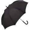 Зонт-трость Fashion, черный, черный, купол - эпонж; ручка - пластик, оцинкованная сталь, покрытие софт-тач; каркас - стеклопластик