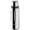 Термос Flask 470, вакуумный, стальной зеркальный, серый, силикон, корпус - нержавеющая сталь, 18/8; пробка - пластик