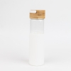 Бутылка стеклянная с силиконовой манжетой и бамбуковой крышкой  Glass, белая, белый