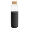 Бутылка для воды Dakar, прозрачная с черным, черный, прозрачный, корпус - боросиликатное стекло; крышка - бамбук; чехол - силикон