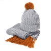 Вязаный комплект шарф и шапка GoSnow, меланж c фурнитурой, оранжевый, 70% акрил, 30% шерсть, оранжевый, 70% акрил, 30% шерсть