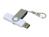 USB 2.0- флешка на 32 Гб с поворотным механизмом и дополнительным разъемом Micro USB, белый, серебристый, пластик, металл