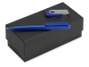 Подарочный набор Qumbo с ручкой и флешкой, синий, soft touch