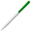 Ручка шариковая Pin, белая с зеленым, зеленый, белый, пластик