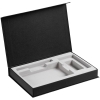 Коробка Silk с ложементом под ежедневник 10x16 см, аккумулятор и ручку, черная, черный, картон