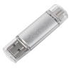 USB flash-карта ASSORTI OTG Type-C (16Гб), серебристая, 6,3х1,7х0,8 см, металл, серебристый, металл