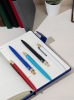 Ручка шариковая "Matt" из переработанного алюминия и пластика, с кнопкой из бамбука, синий, алюминий