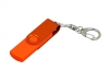 USB 2.0- флешка на 32 Гб с поворотным механизмом и дополнительным разъемом Micro USB, оранжевый, soft touch