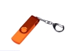 USB 2.0/micro USB/Type-С- флешка на 16 Гб 3-в-1 с поворотным механизмом, оранжевый, пластик