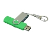 USB 2.0- флешка на 32 Гб с поворотным механизмом и дополнительным разъемом Micro USB, зеленый, серебристый, пластик, металл