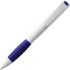 Ручка шариковая Grip, белая (молочная) с синим, белый, корпус - пластик, abs; грип - резина, термопластичная