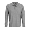 Рубашка поло с длинным рукавом Prime LSL, серый меланж, серый, полиэстер 65%; хлопок 35%, плотность 200 г/м²; пике