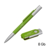 Набор ручка "Clas" + флеш-карта "Vostok" 8 Гб в футляре, покрытие soft touch, зеленый, металл/пластик/soft touch