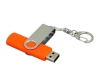 USB 2.0- флешка на 16 Гб с поворотным механизмом и дополнительным разъемом Micro USB, оранжевый, серебристый, пластик, металл