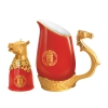 Набор для водки "Кони", красный с золотом, металл/керамика