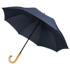 Зонт-трость Classic, темно-синий, синий, купол - эпонж, 190t; ручка - дерево; спицы - стеклопластик