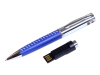 USB 2.0- флешка на 16 Гб в виде ручки с мини чипом, серебристый, кожзам