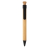 Бамбуковая ручка с клипом из пшеничной соломы, черный, бамбук; волокно пшеничной соломы