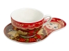 Подарочный набор: чайная пара, чай Глинтвейн, коричневый, красный, дерево, керамика