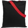 Холщовая сумка BrighTone, черная с красными ручками, черный, красный, ручки - полиэстер; сумка - хлопок, 240 г/м²