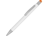 Ручка металлическая шариковая «Flowery» со стилусом, белый, оранжевый, металл