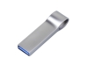USB 2.0-флешка на 16 Гб с мини чипом и боковым отверстием для цепочки, серебристый, металл