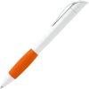 Ручка шариковая Grip, белая с оранжевым, белый, оранжевый, корпус - пластик, abs; грип - резина, термопластичная