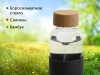 Стеклянная бутылка для воды в силиконовом чехле «Refine», черный, прозрачный, бамбук, стекло, силикон